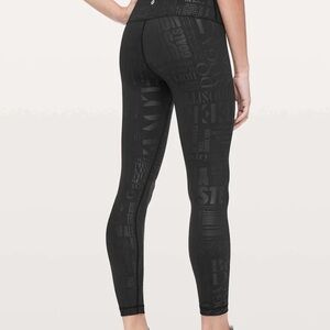 Lululemon Athletica Anniversary Black Script Leggings